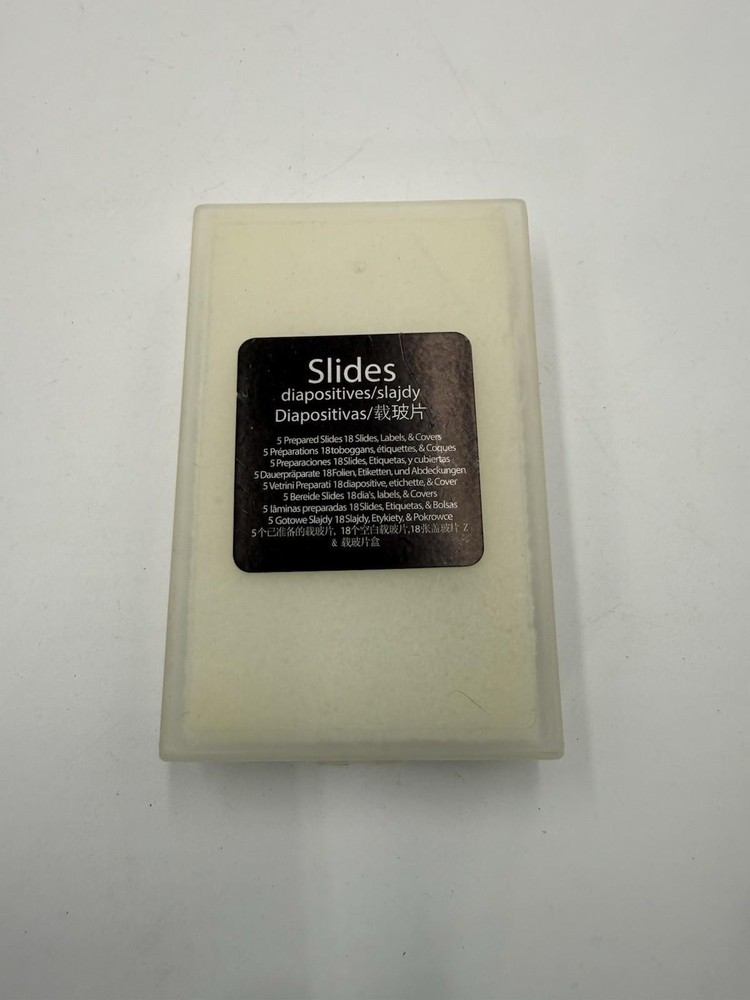 18 Prepared Microscope Slides Set in Case – Mixed Specimens – Partial Lot