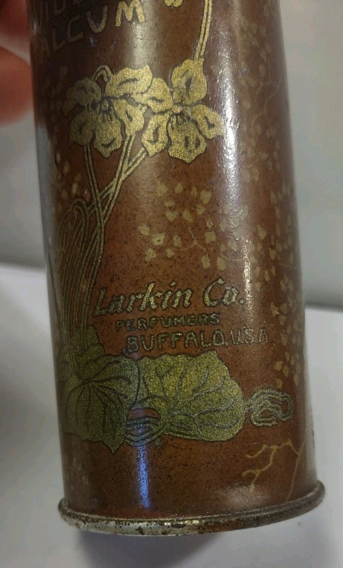 Antique Larkin Violet Talcum Powder Vanity Advertising Tin Buffalo NY