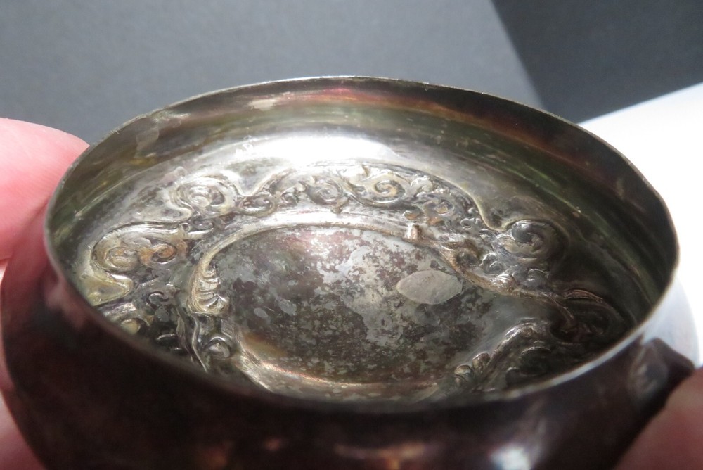 VINTAGE 3" Sterling OR Silver Plate *VIDEO* Candy/Sugar Jar Lid W/Ornate Pattern