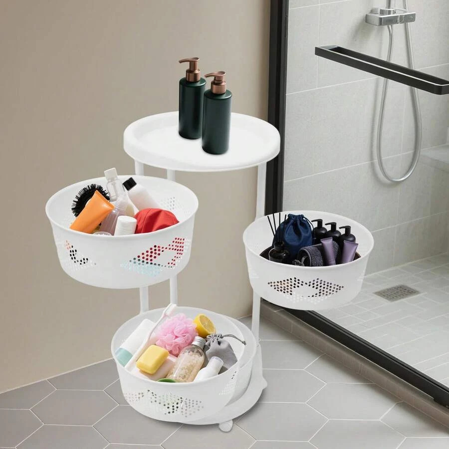 NEW Round Rotating Multi-Layer Kitchen Storage Shelf, Floor-Standing Fruit And