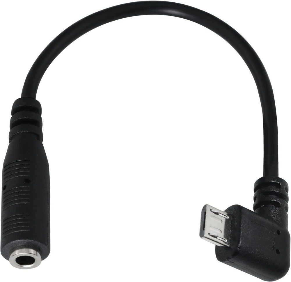 Micro USB to 3.5mm Jack Audio Adapter Cable Black Right Angled