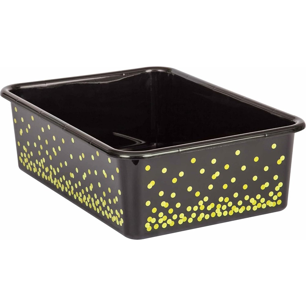 Teacher Created Resources Black Confetti Large Plastic Storage Bin, White