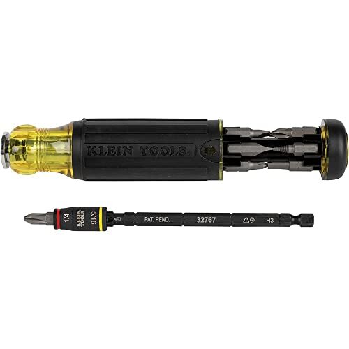 Klein Tools 32304 Screwdriver, 14-in-1 Adjustable Screwdriver with Flip Socket