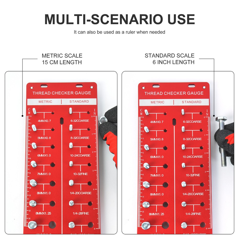 Nut and Bolt Thread Check Tool SAE + Metric Thread Gauge Bolt and Nut Identifier