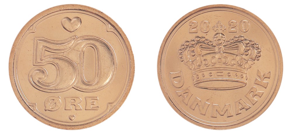 Denmark 50 Ore, 2020, KM #866, Mint