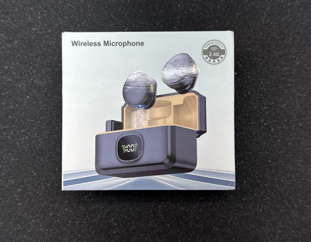 Black Wireless Magnetic Button Collar Microphone Lapel Mic 40H Battery