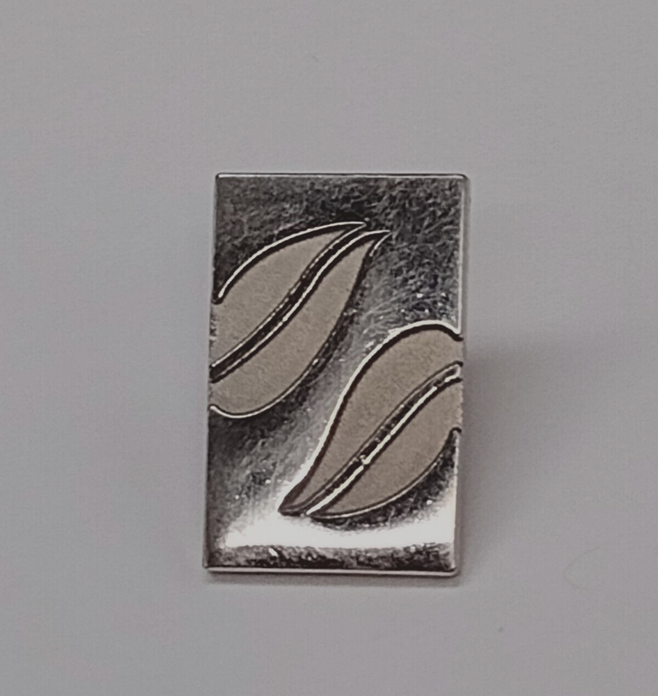 Silvertone Rectangle Leaf Accents Lapel Pin
