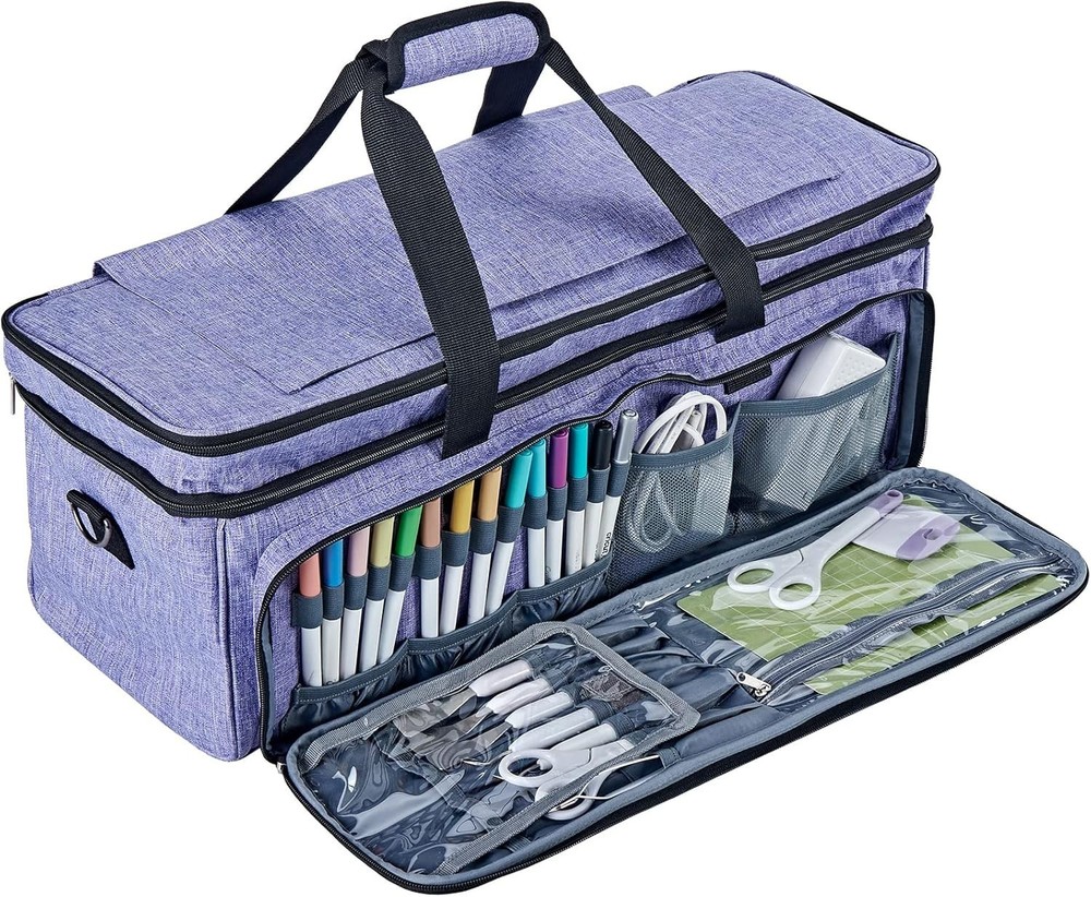 Double Layer Carrying Case for Cricut Maker Explore Tool Organizer Purple