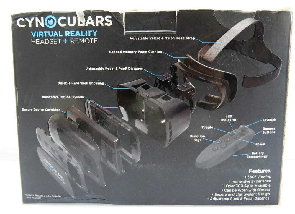 Cynoculars 3D Virtual Reality Headset Wireless Gaming Remote Compatible