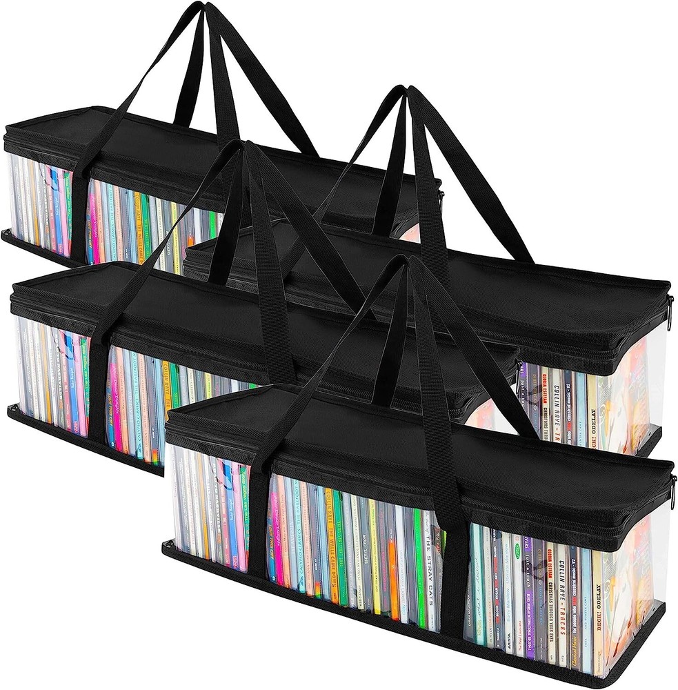 4 CD Storage Rack Box Holder Disk Case Media Display Space Store Organizer Black