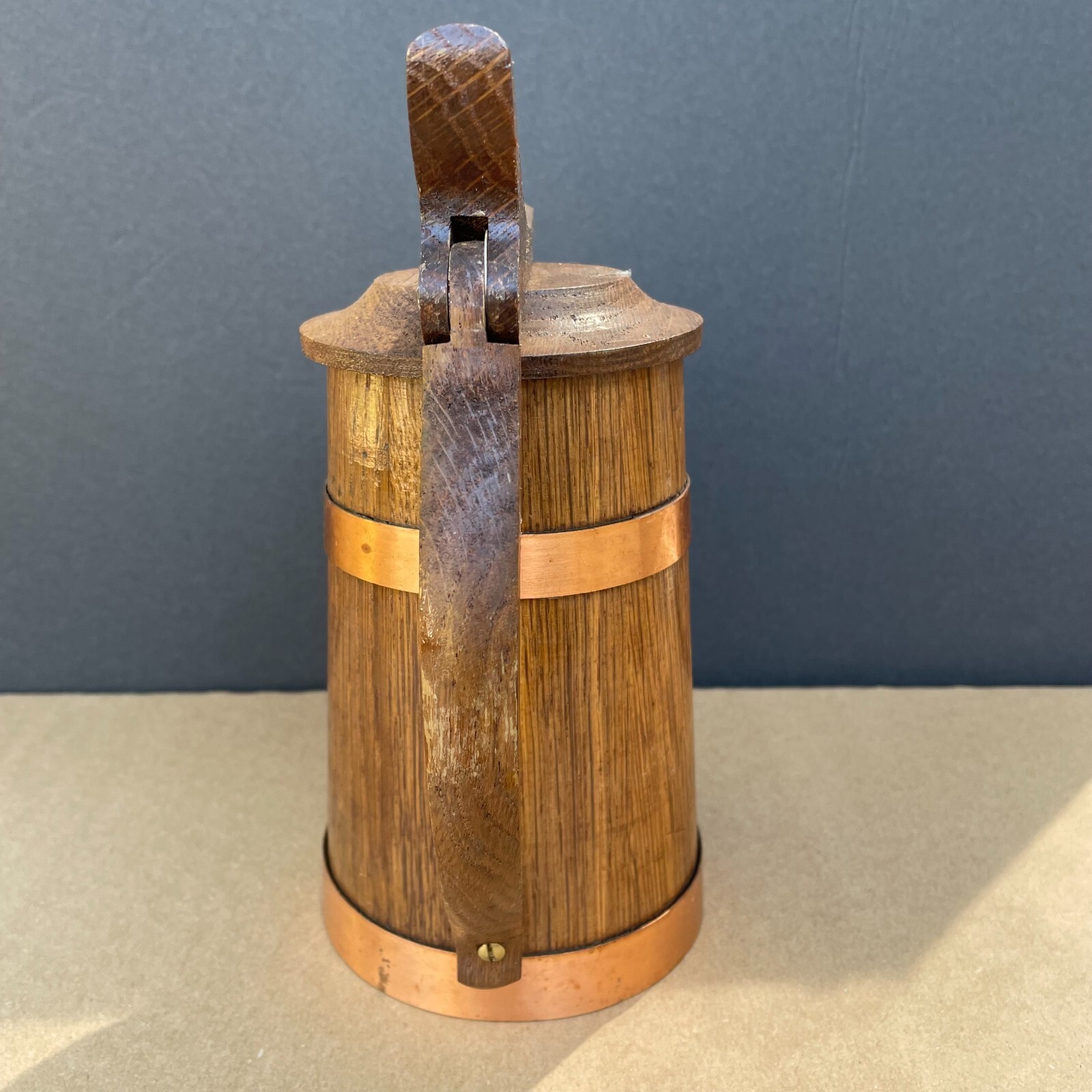 Vintage "Deutschland" Germany Eagle Carved Wooden Wood Barrel Tankard