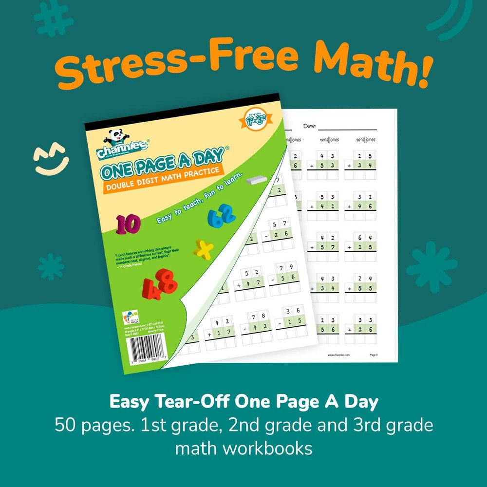 One Page A Day Double Digit Math Problem Workbook for 1st Graders, 2nd Grader...