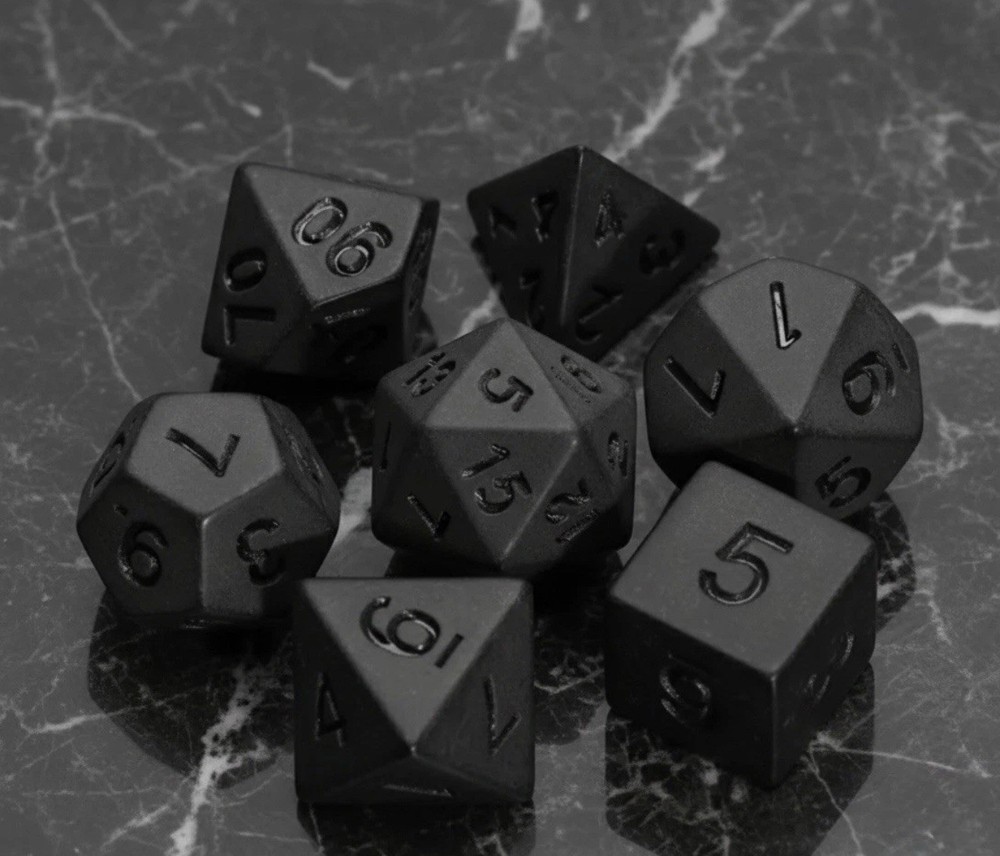 OBSIDIAN VOID D&D Dice Set | Blackest Matte Grim Dark  polyhedral dice Set