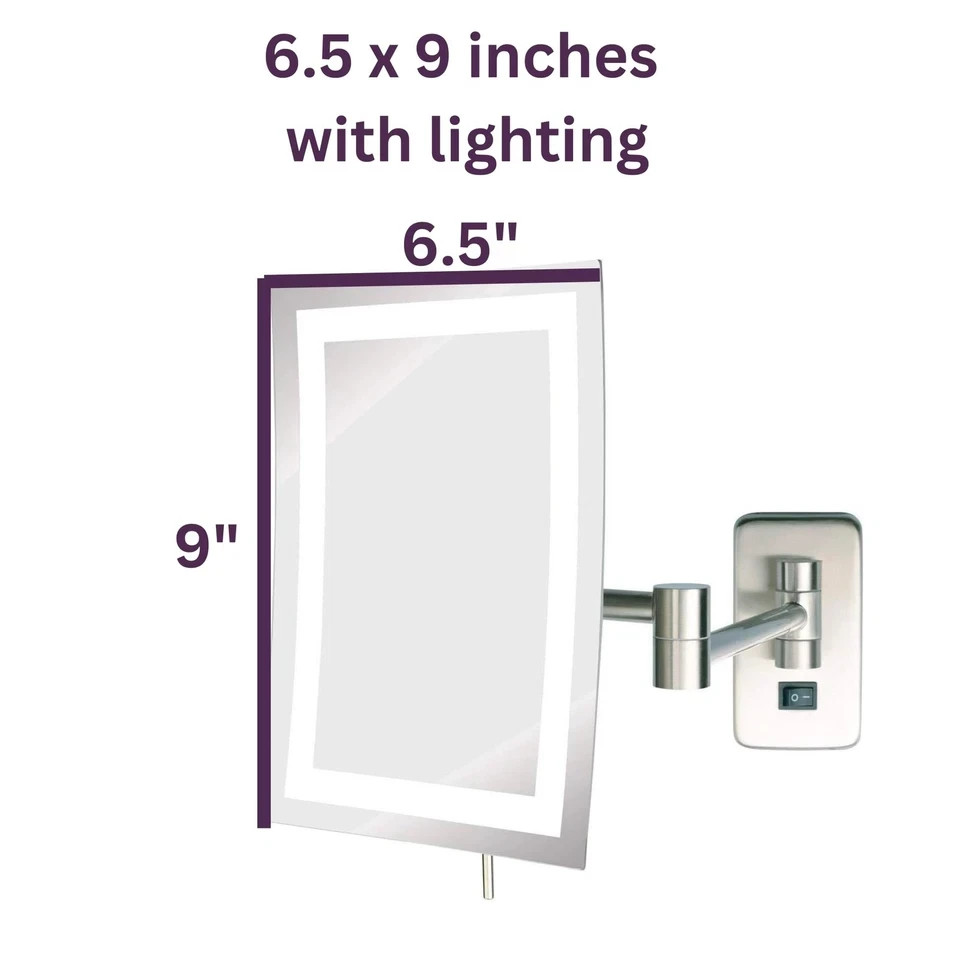 JERDON Rectangular Wall Mount Makeup Mirror Direct Wire Mirror 5X Magnification