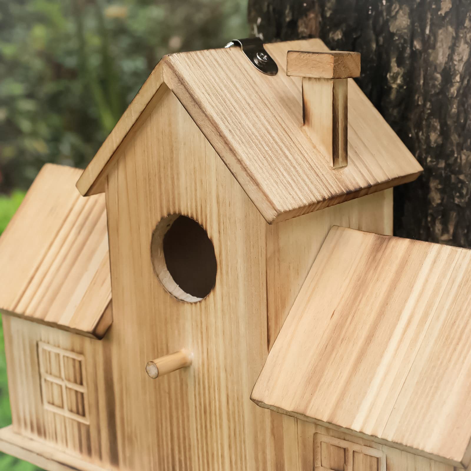 Bird Houses for Outside,Outdoor 3 Hole Bird House Room for 3 Bird Families
