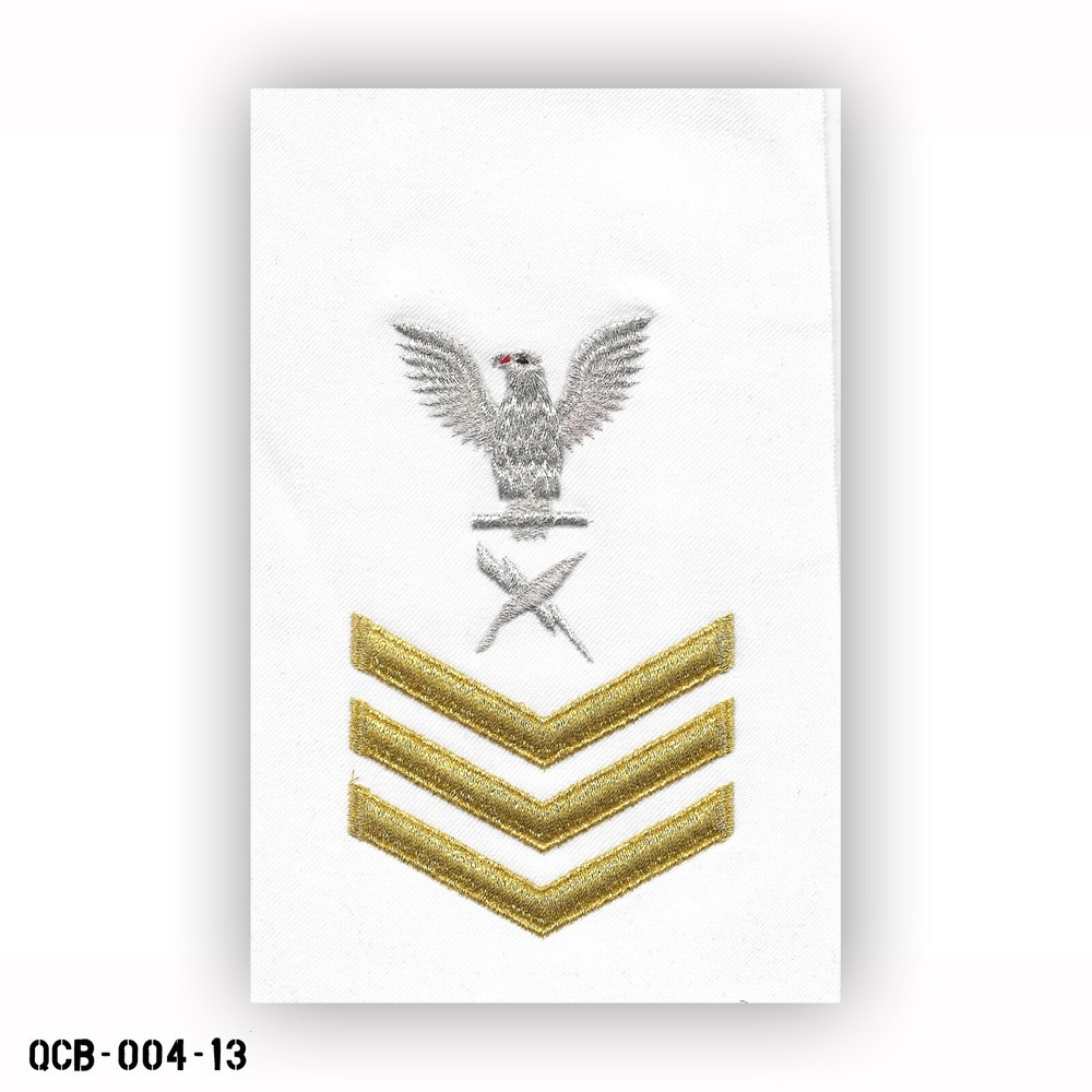 US Navy PO1 E-6 Petty Officer First Class Cryptologic Tech White Sleeve Patch