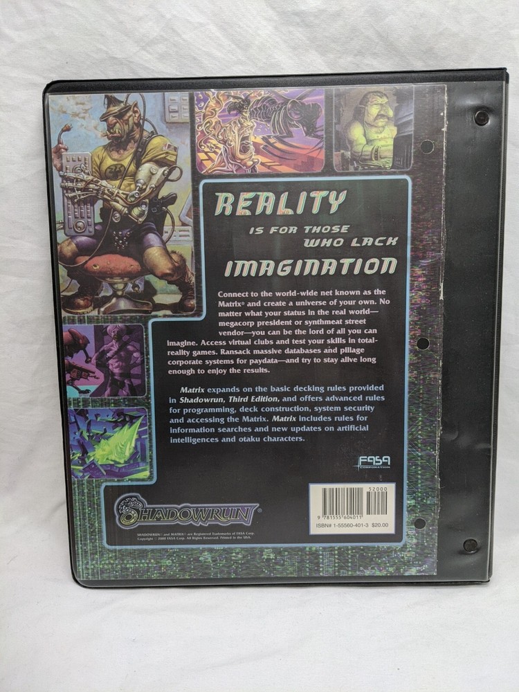 Shadowrun Matrix Fasa Corporation Binder RPG Sourcebook