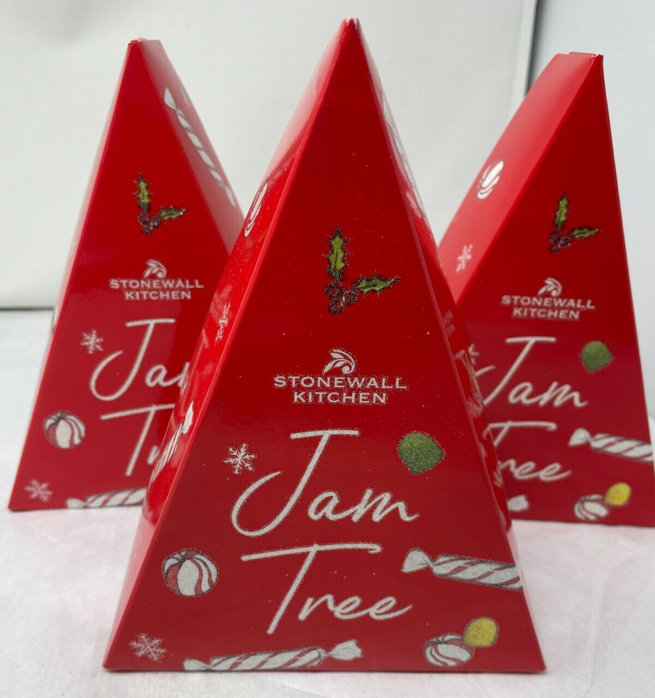 (3) EMPTY Christmas Tree Shape Gift Boxes Stonewall Kitchen 8" x 6"