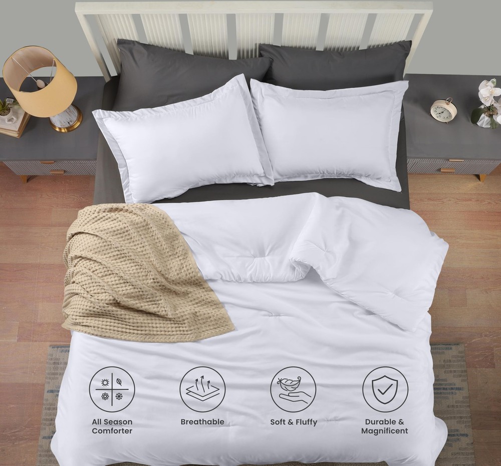 Queen Size Comforter Set with 2 Pillow Shams, Bedding Comforter Sets, Down
