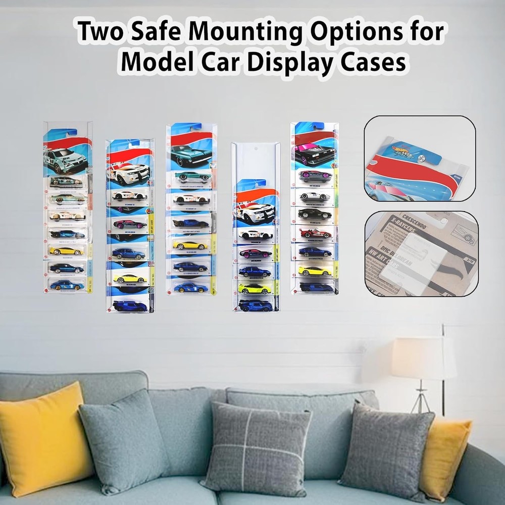 30 Pcs Model Car Display Case Wall Mount Compatible with Hot Wheels Matchbox ...