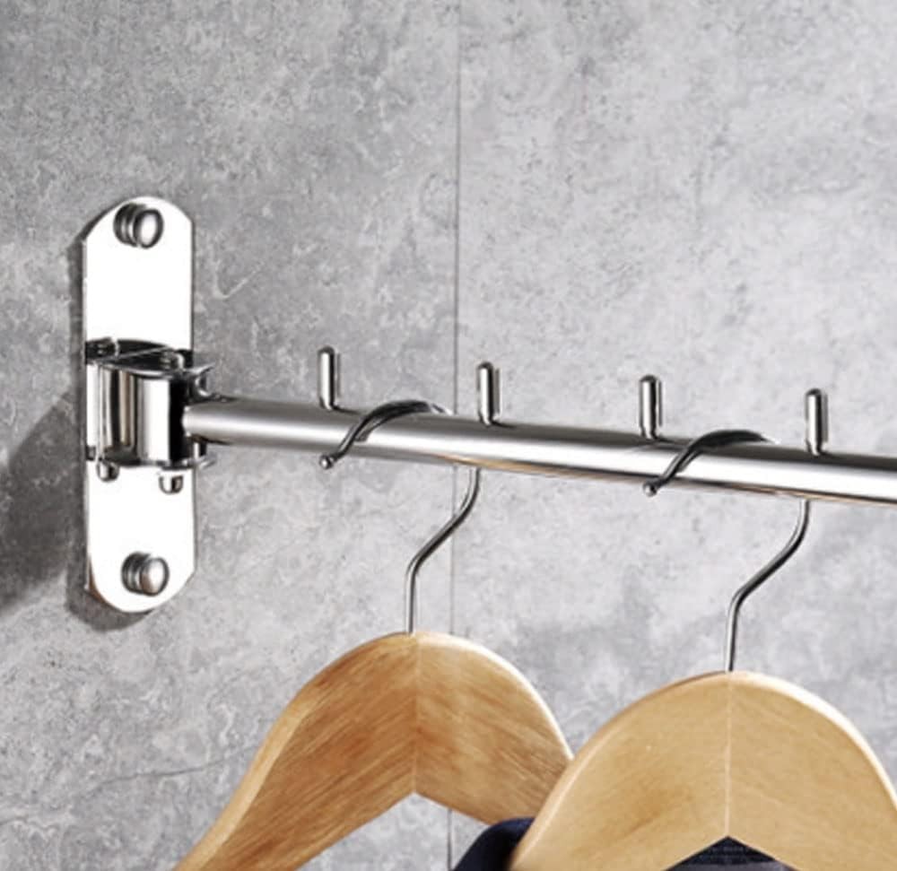 Clothes Hanger Rack Swing Arm, Folding Wall Mounted Silver