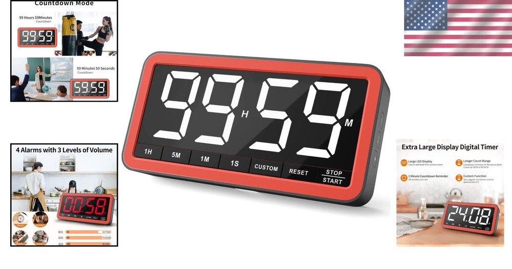 Extra Large Digital Timer with Magnetic Back - Ideal for Cooking & Classroom