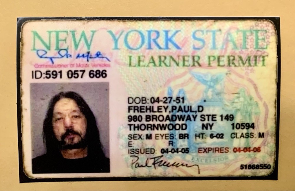 ACE FREHLEY Kiss VINTAGE LOOK Glossy Decal/Sticker NEW YORK DRIVERS LICENCE 4x3