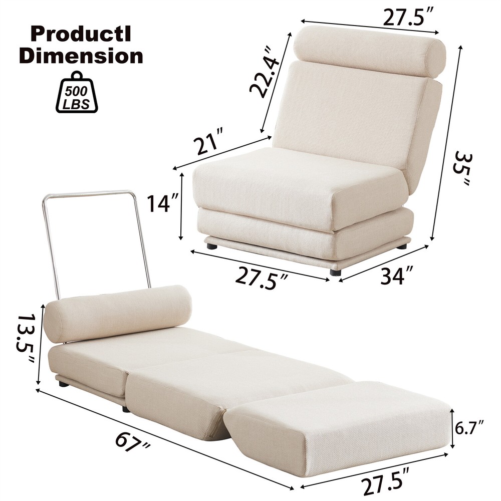 Convertible Sleeper Sofa Bed Floor Sofa Single Sofa Chairs Folding Sofa Bed US