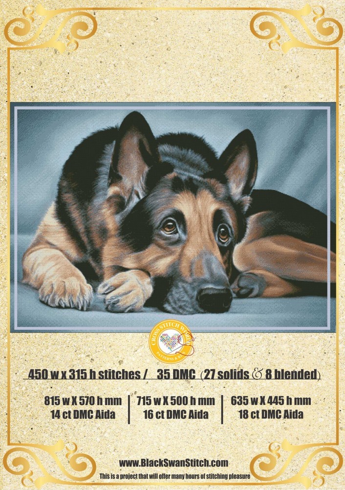 German Shepherd 26 Chart Counted Cross Stitch Pattern Needlework