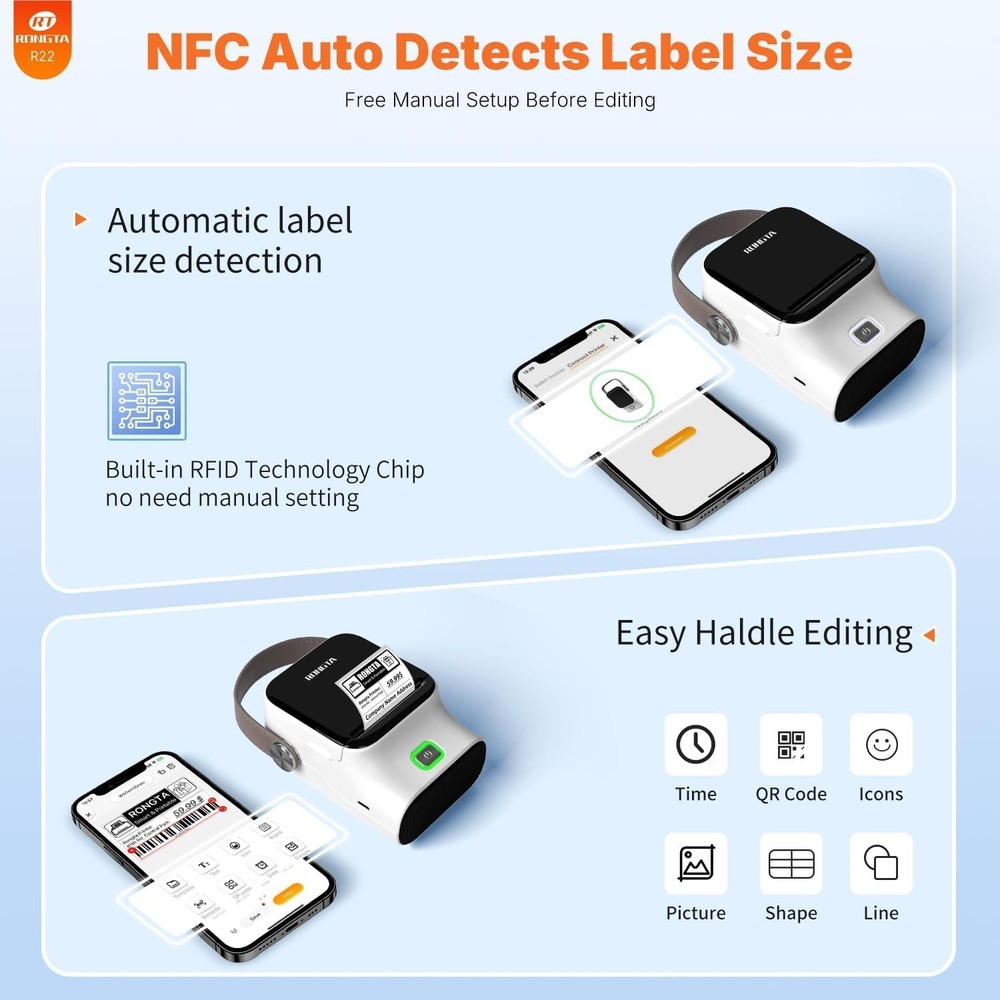 Bluetooth Label Maker Machine with Tape, Thermal Label Printer for Office, Small