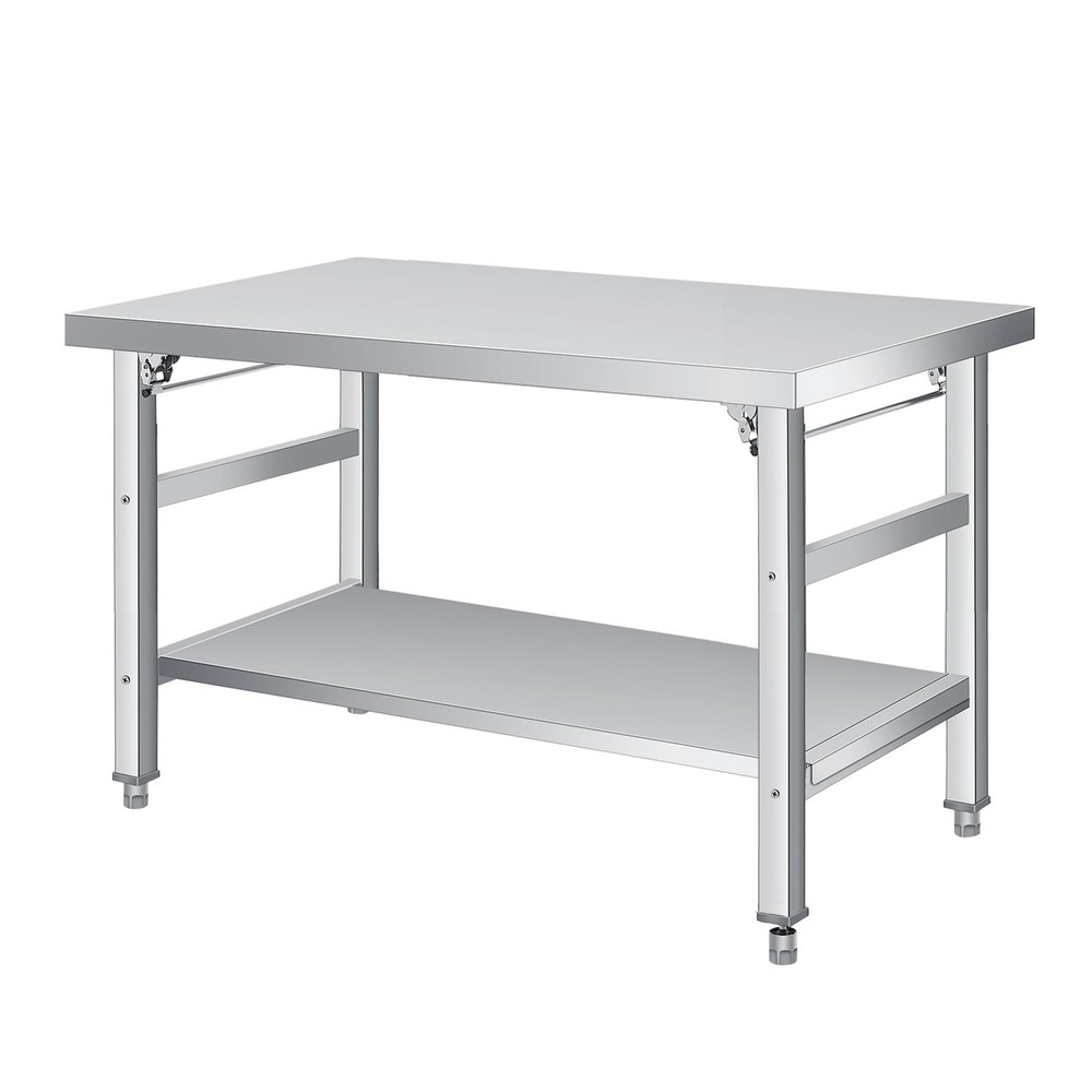 48"×24" Foldable Stainless Steel Table, Commercial Prep Table with Undershelf