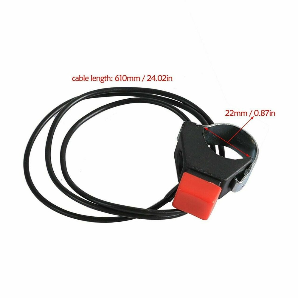 Push Button Engine Stop Kill Switch Ground Wire For Mini Bike Chopper GoKart ATV