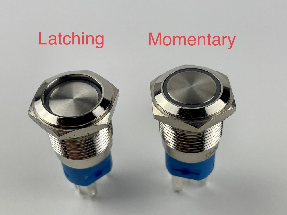 16mm 12V LED ON OFF Push Button Power Switch Latching/Momentary with Wire Socket