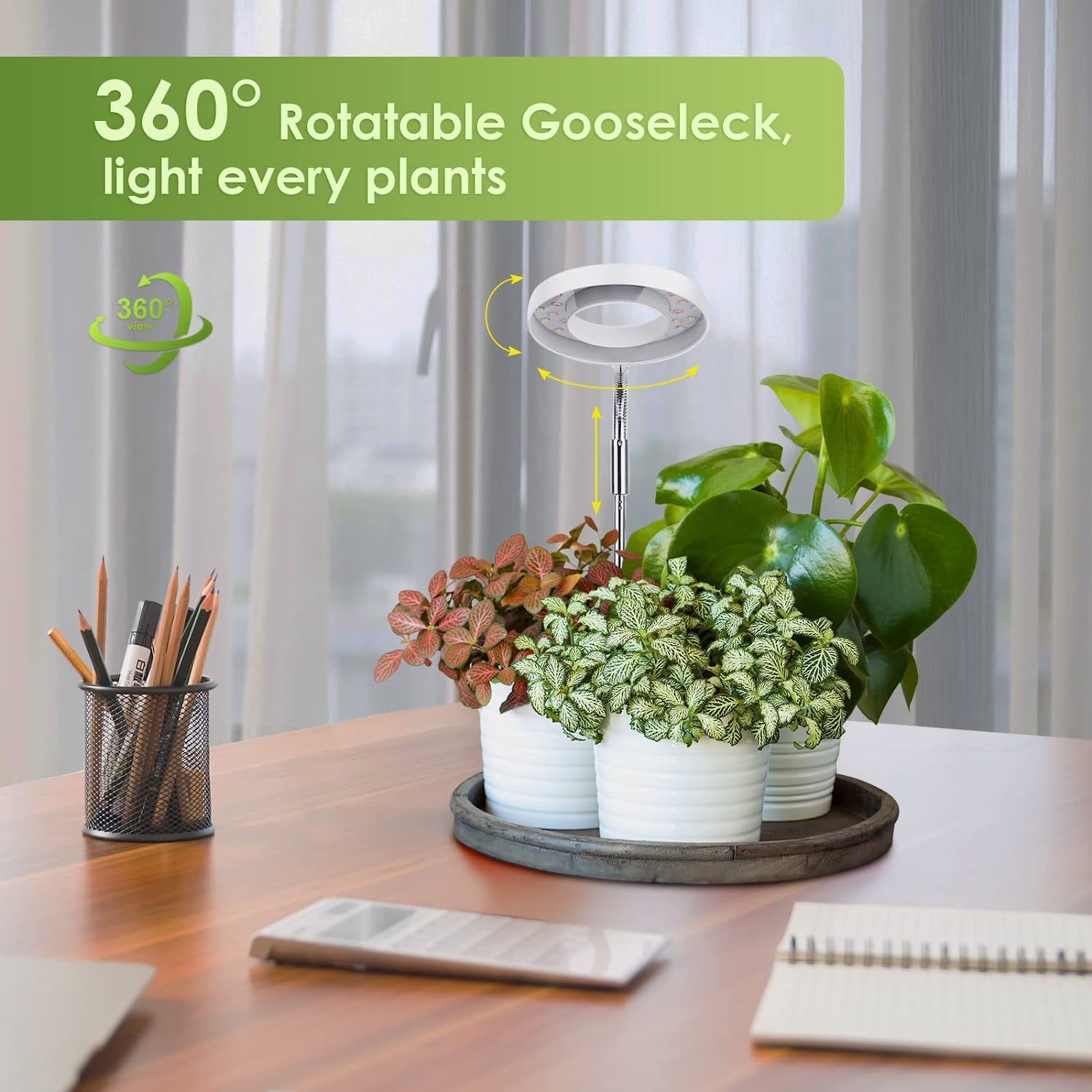 LED Grow Light for Indoor Plants with Stand UV& Full Spectrum Halo Growing Lamp