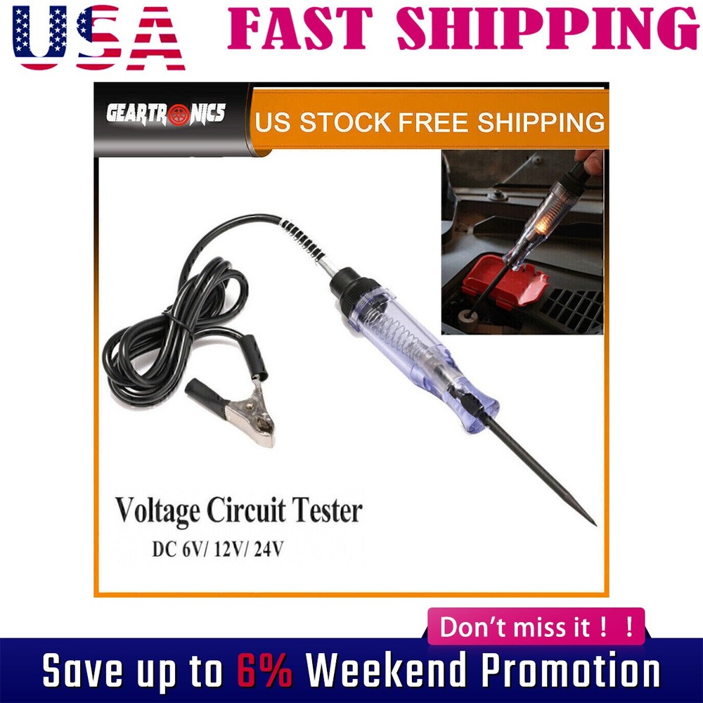 1PC Test Tool Light Car Circuit Tester Probe 12V 6V DC Voltage Continuity Teste!