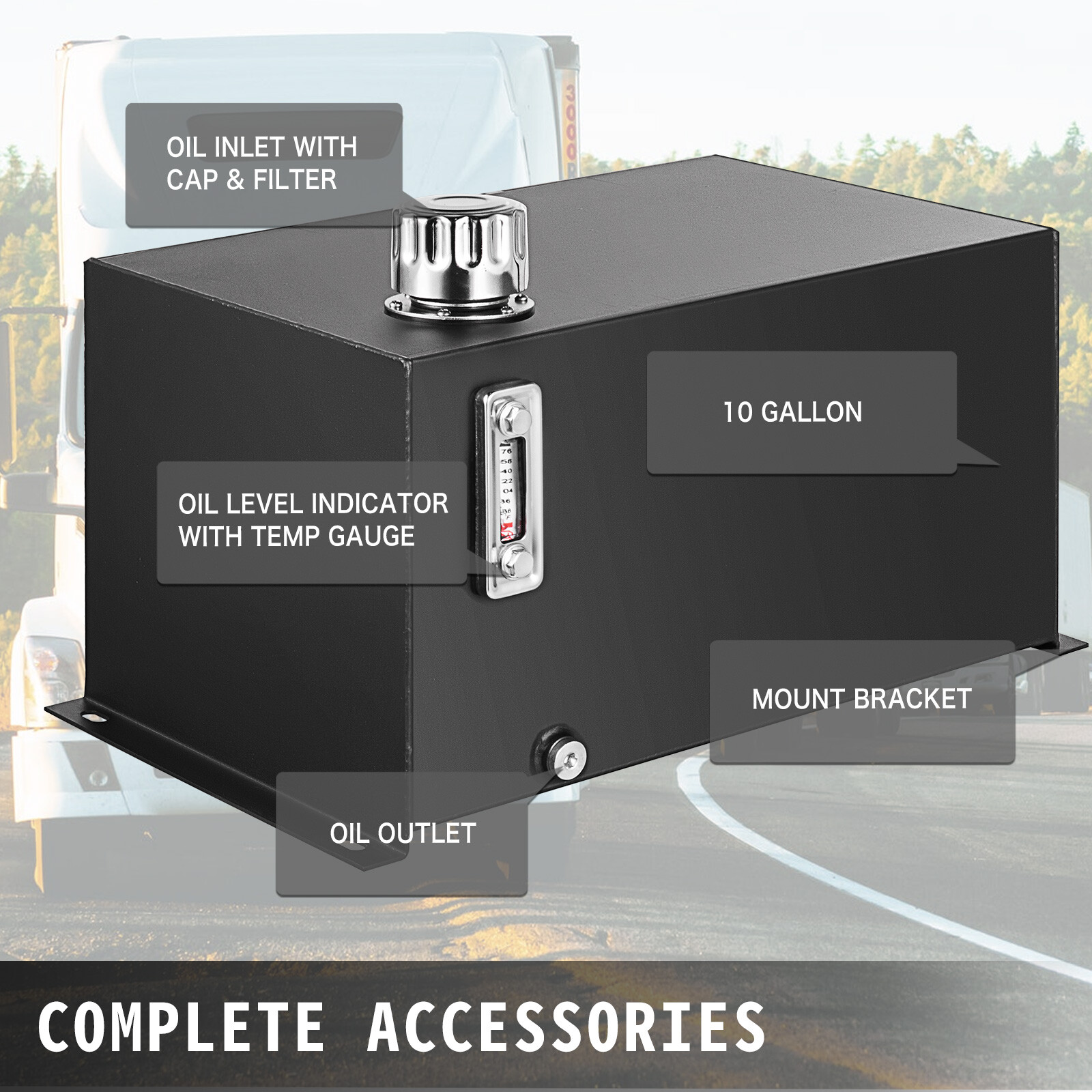 Hydraulic Reservoir Oil Tank Fuel Tank 10 Gal Steel with Filter& Temp Gauge