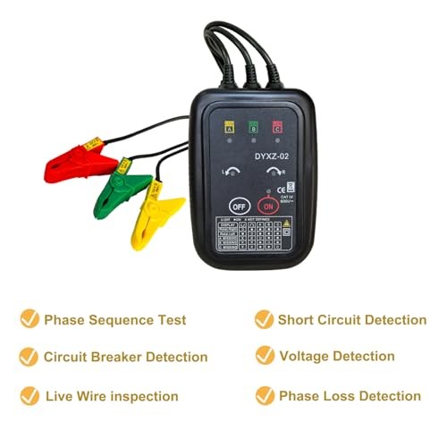 Professional Grade Non-Contact 3 Phase Sequence Tester - 70-600V AC | Phase