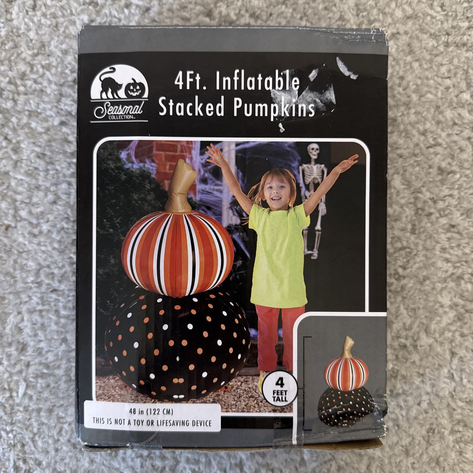 Rare NIB Inflatable STACKED Pattern PUMPKINS Stripe/Polka Dot HALLOWEEN 4' Tall