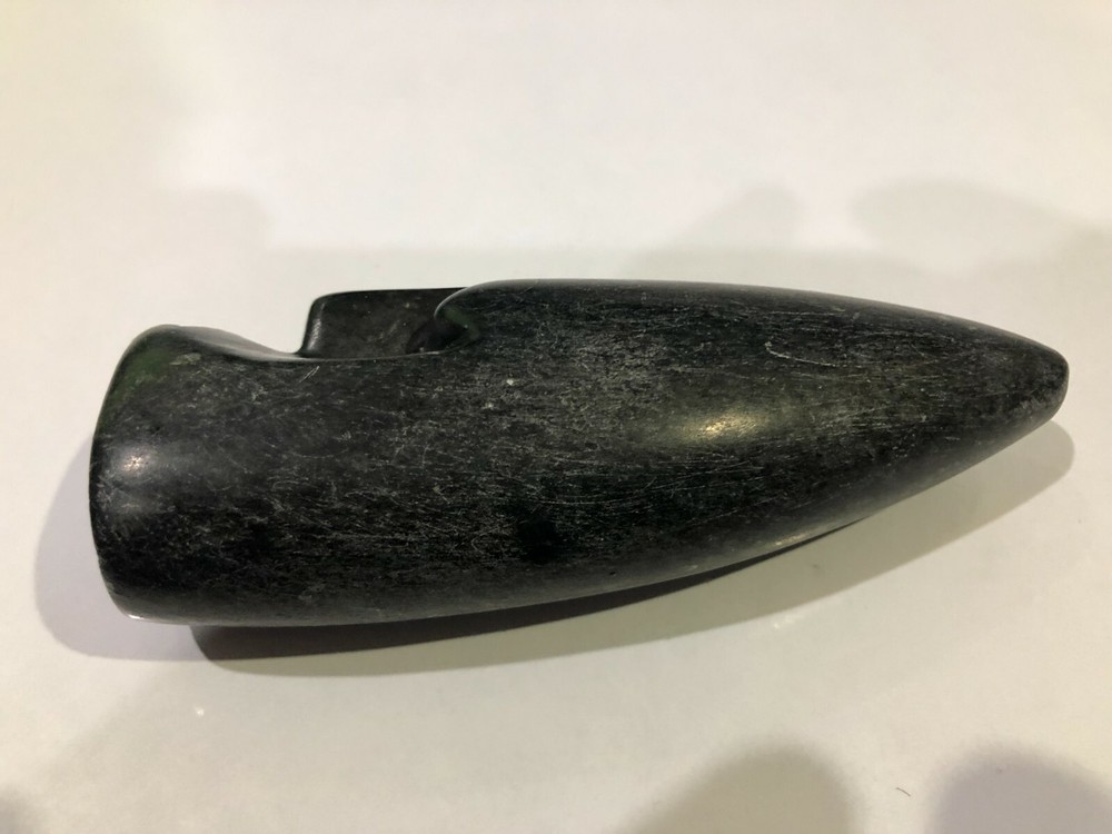 Carved Black Stone Head - 12.5 cm