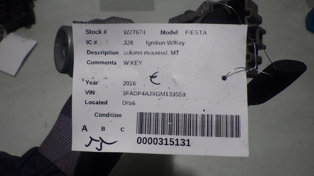 16 FORD FIESTA Ignition W/Key