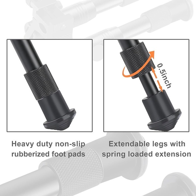 Durable Aluminum Adjustable Bipod W/ Quick Detachable Mount Spring Powered Legs