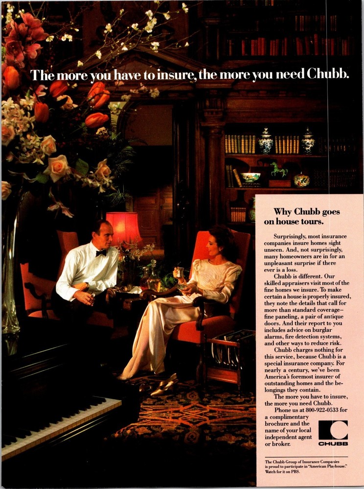 CHUBB goes on house tours Original Vintage Print Ad