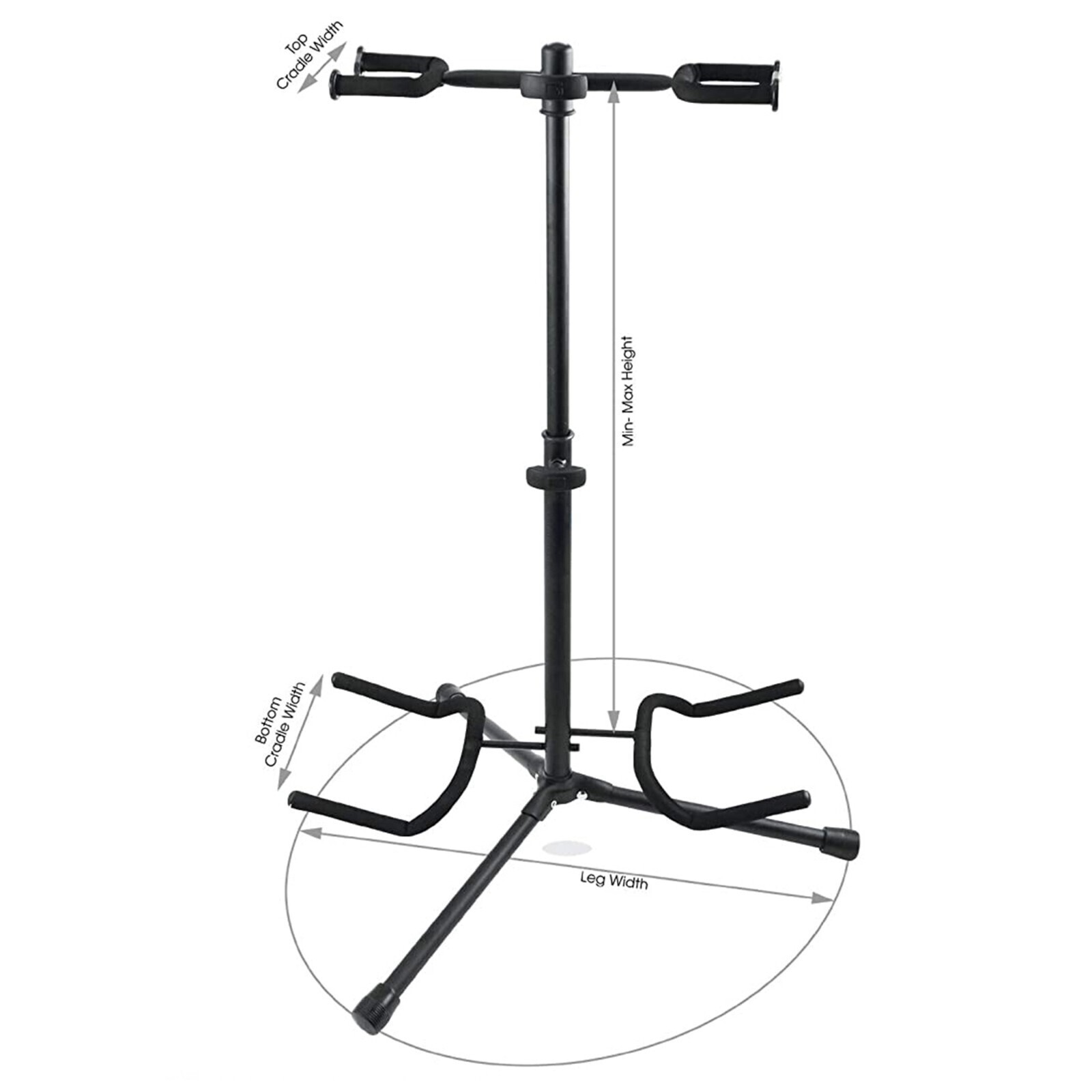 5Core Padded Dual Guitar Display Stand Traditional Design Adjustable Height