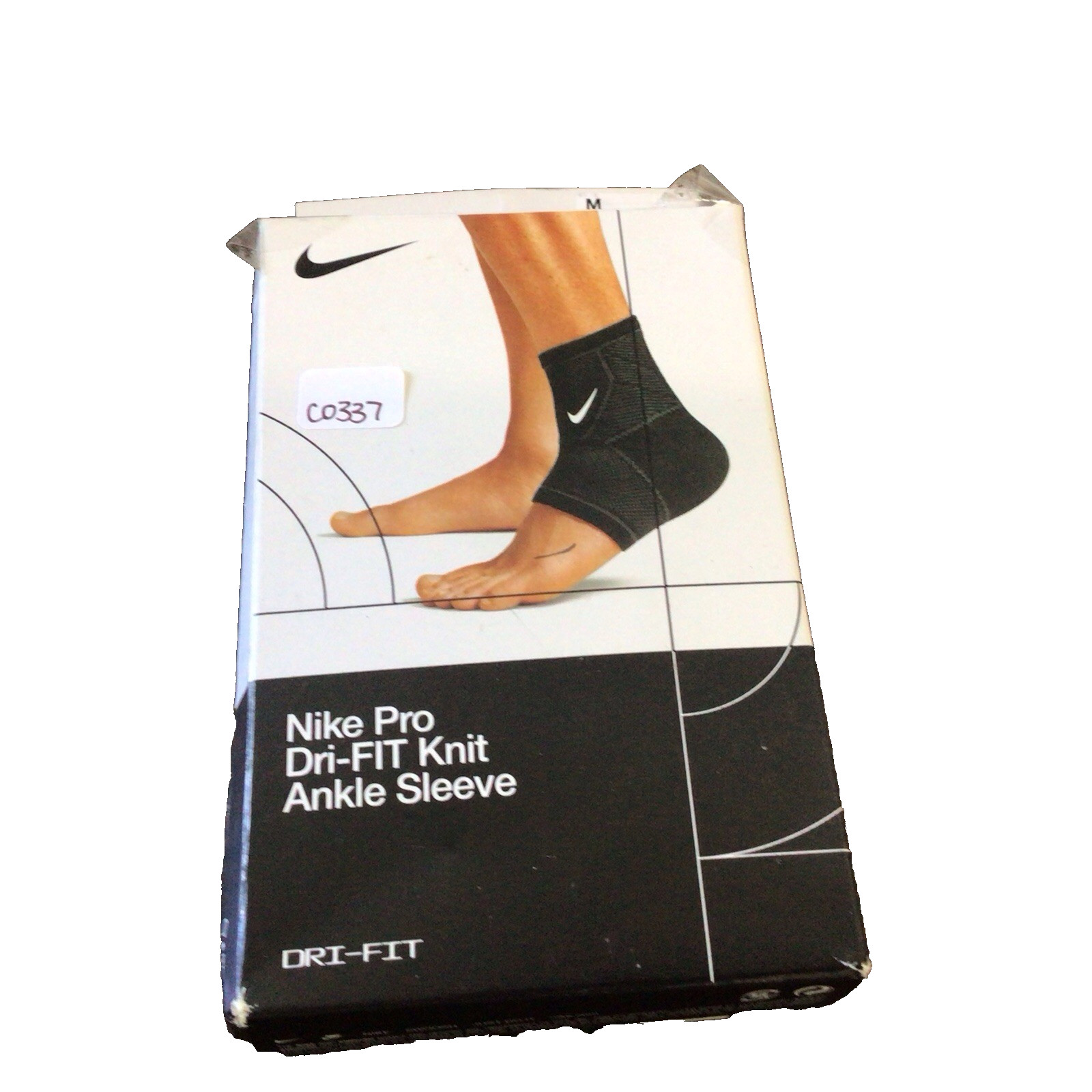 Nike Pro Knit Ankle Sleeve White Size Large Compression Support Dri-FIT Black