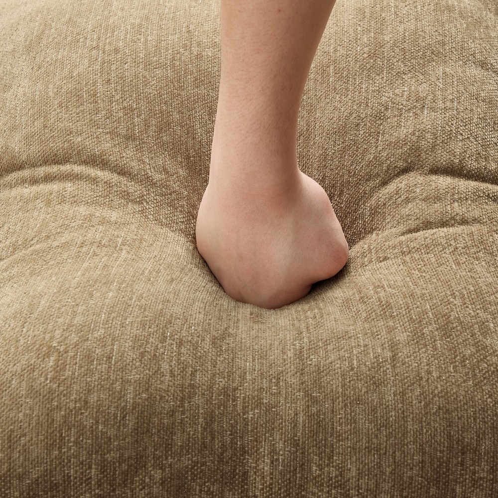 Modular 2-Piece Light Coffee Chenille Sofa Set w Flared Arms