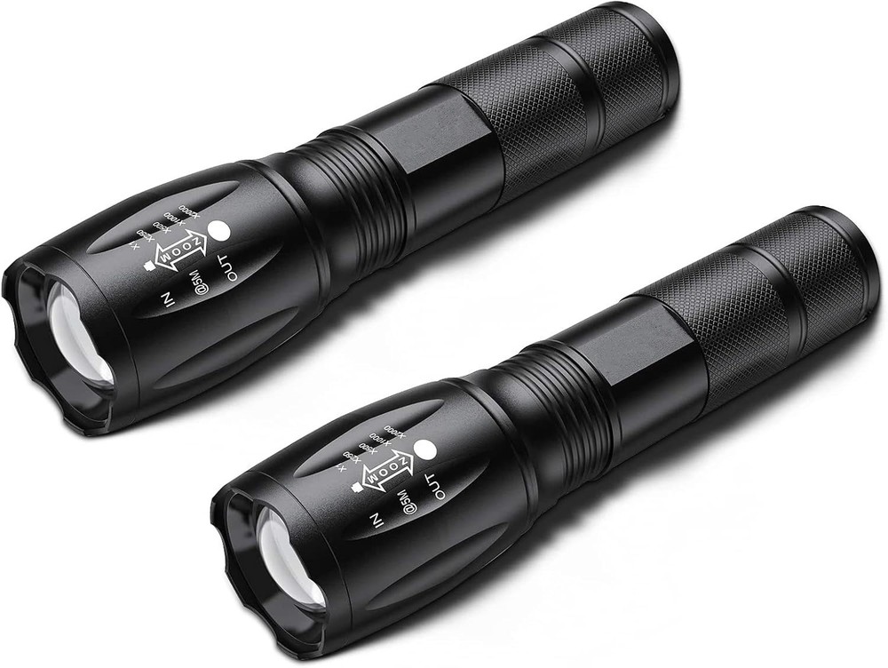 Flashlights, LED Flashlight 2 Pack, High Lumen, Zoomable, 5 Modes, Water Resista