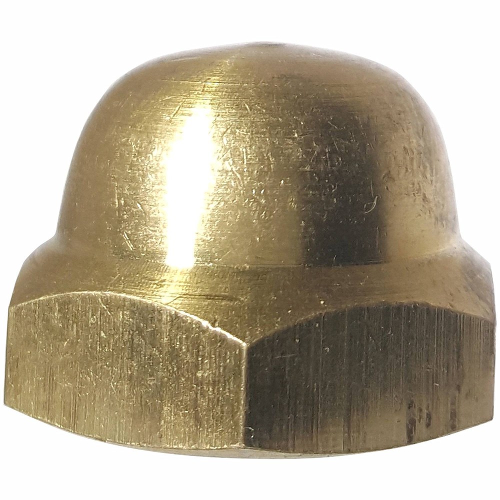 1/4-20 Hex Cap Nuts Solid Brass Grade 360 Commercial Plain Finish Quantity 50