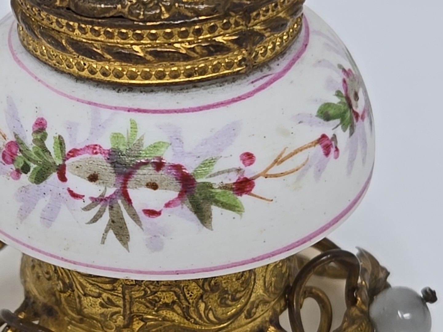 19th Century Marble, Porcelain & Brass French Made Inkwell