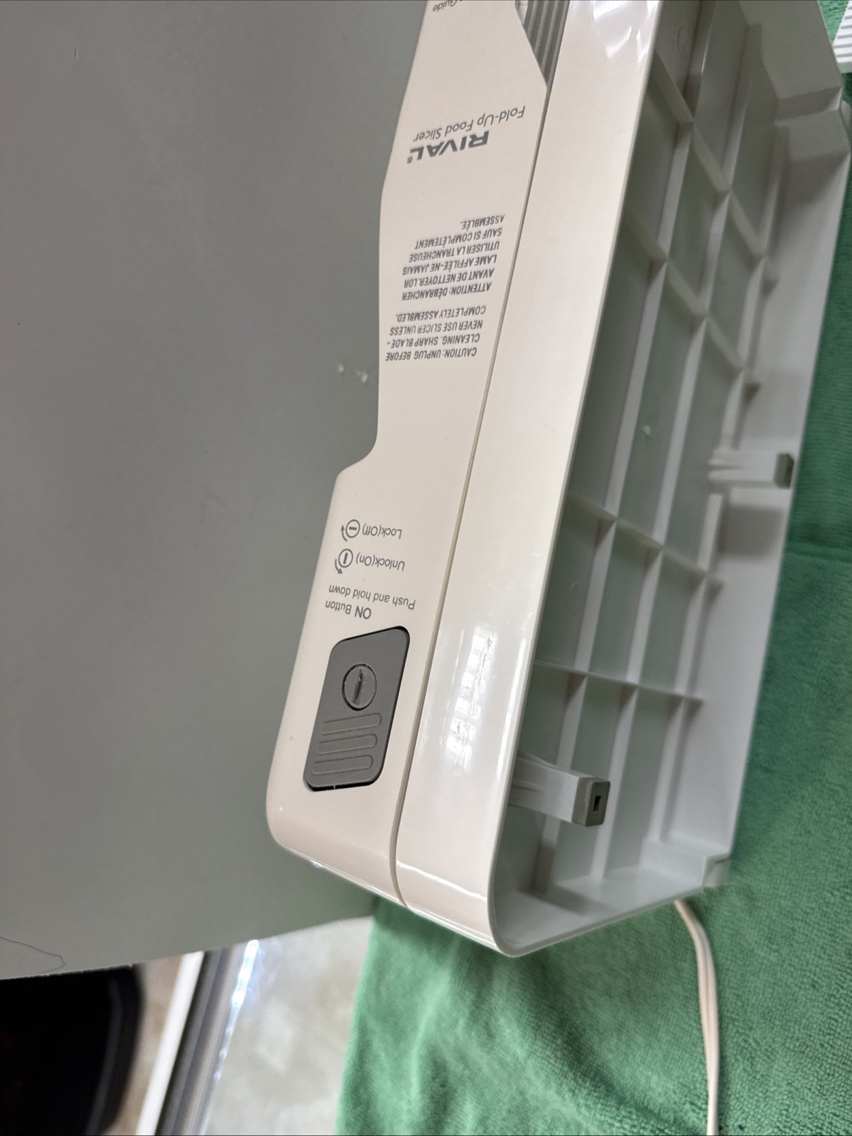 Rival Fold Up Food Slicer 1043-W Electric Portable Deli Style Meat and Cheese