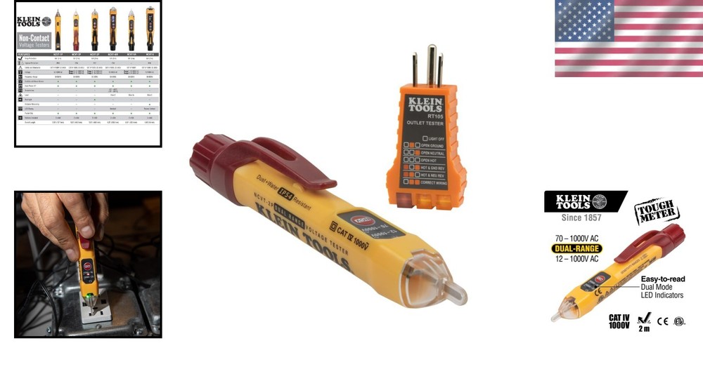 Comprehensive Dual Range Voltage Tester with Receptacle Tester & LED Indicators
